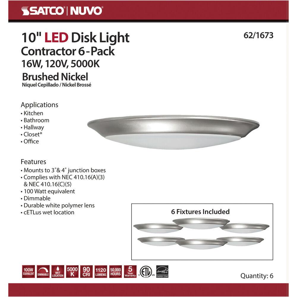 Nuvo Lighting Brentwood LED 9.5 Inch Brushed Nickel LED Disk Light Ceiling Light