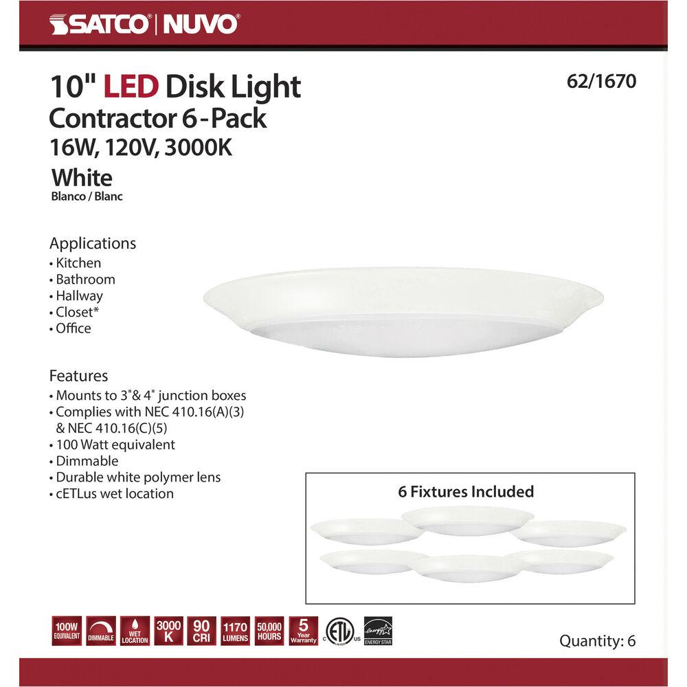 Nuvo Lighting Brentwood LED 9.5 Inch White LED Disk Light Ceiling Light