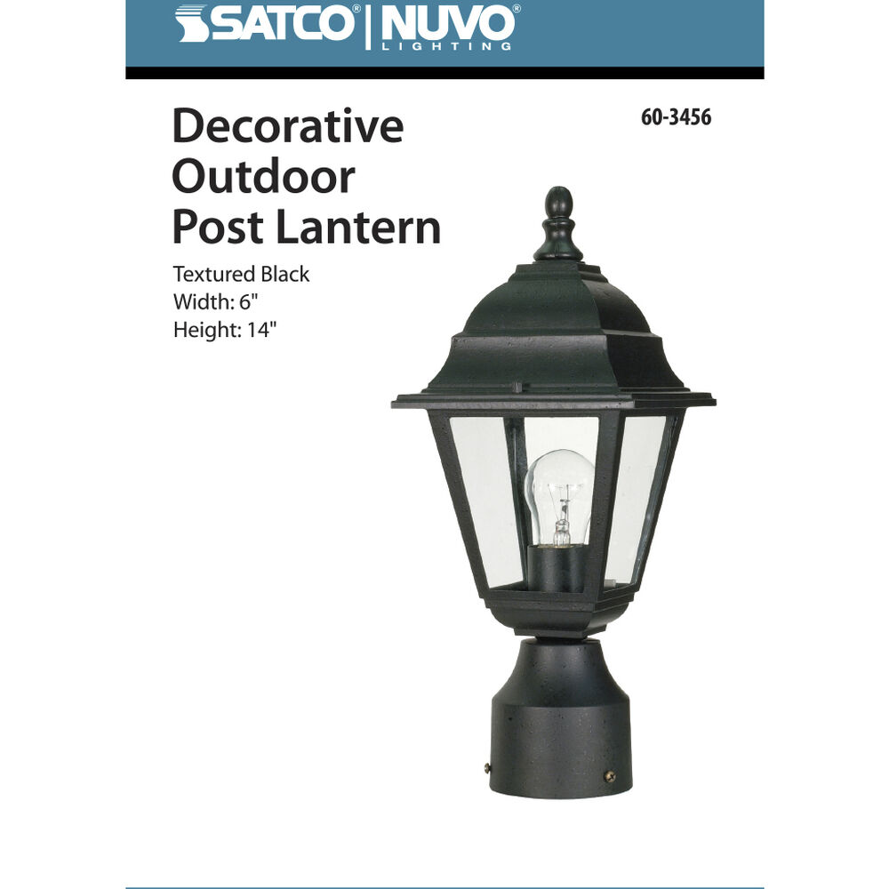 Nuvo Lighting Briton 1 Light 14 Inch Textured Black Outdoor Post Lantern