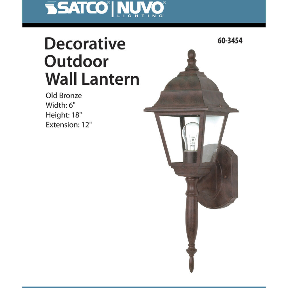 Nuvo Lighting Briton 1 Light 18 Inch Old Bronze Outdoor Wall Lantern
