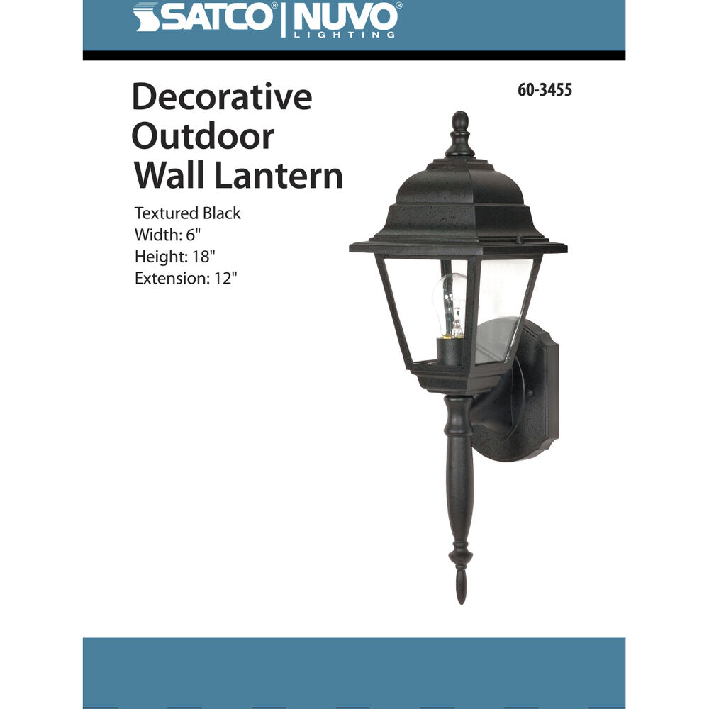 Nuvo Lighting Briton 1 Light 18 Inch Textured Black Outdoor Wall Lantern