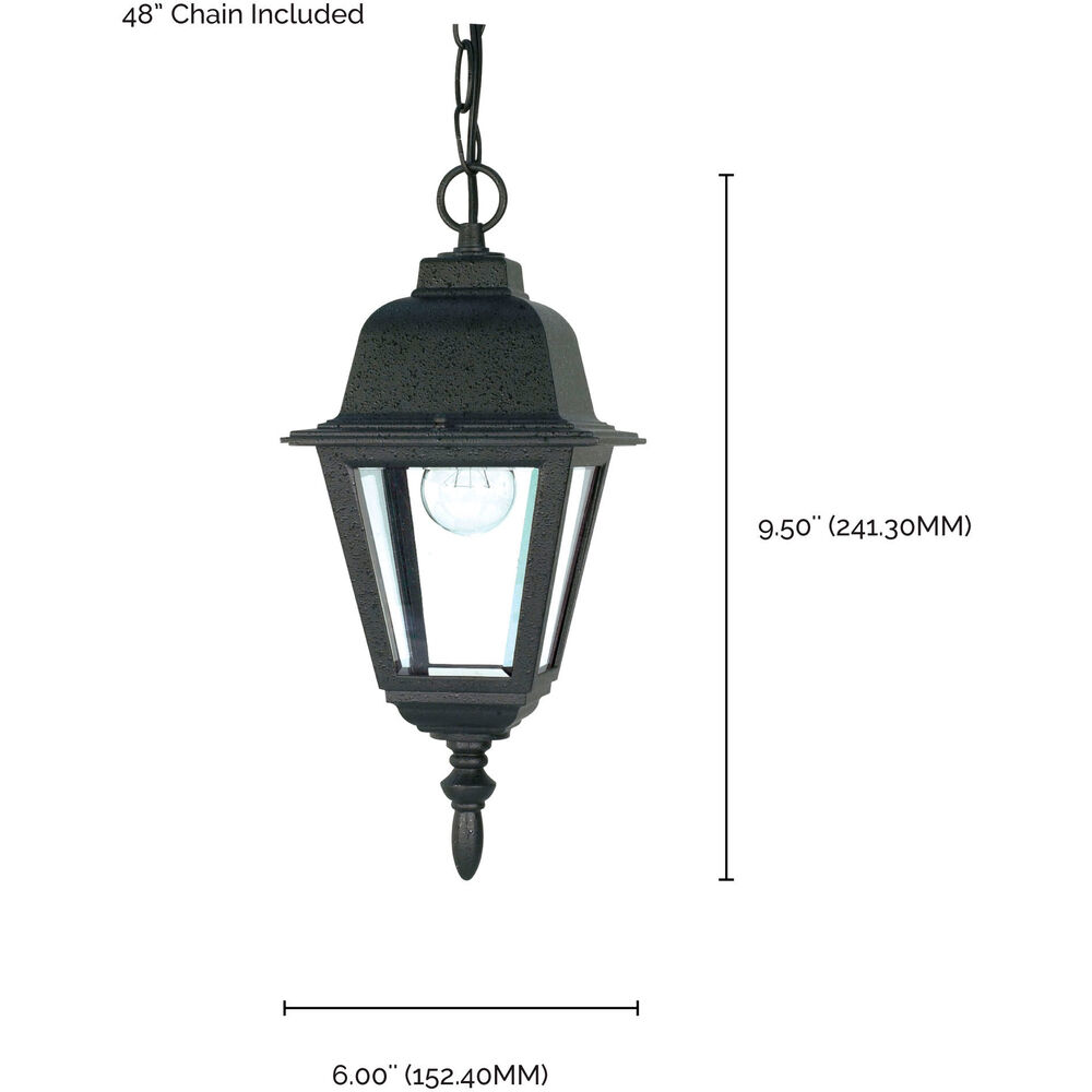 Nuvo Lighting Briton 1 Light 6 Inch Textured Black Outdoor Hanging Lantern