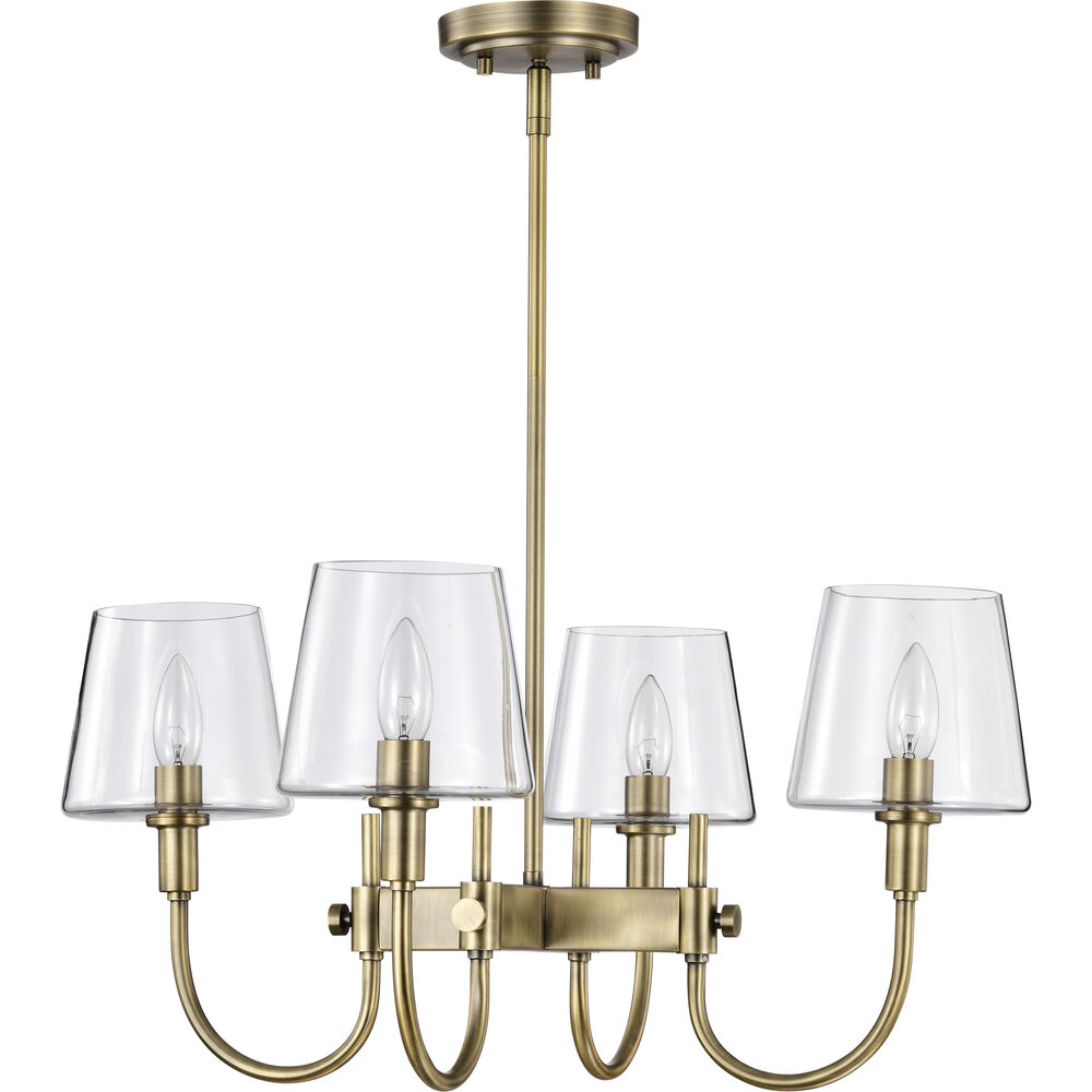 Nuvo Lighting Brookside 4 Light 24 Inch Vintage Brass Chandelier Ceiling Light