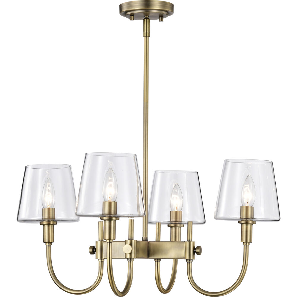 Nuvo Lighting Brookside 4 Light 24 Inch Vintage Brass Chandelier Ceiling Light