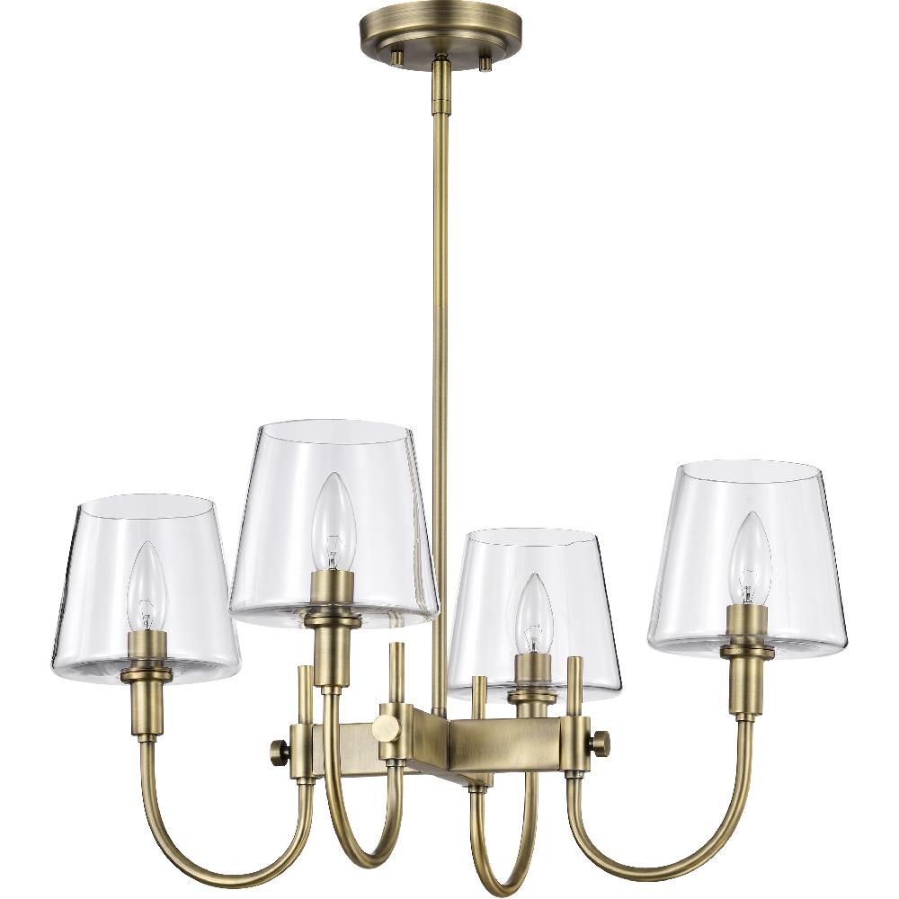 nuvo lighting Brookside 4 Light 24 inch Vintage Brass Chandelier Ceiling Light