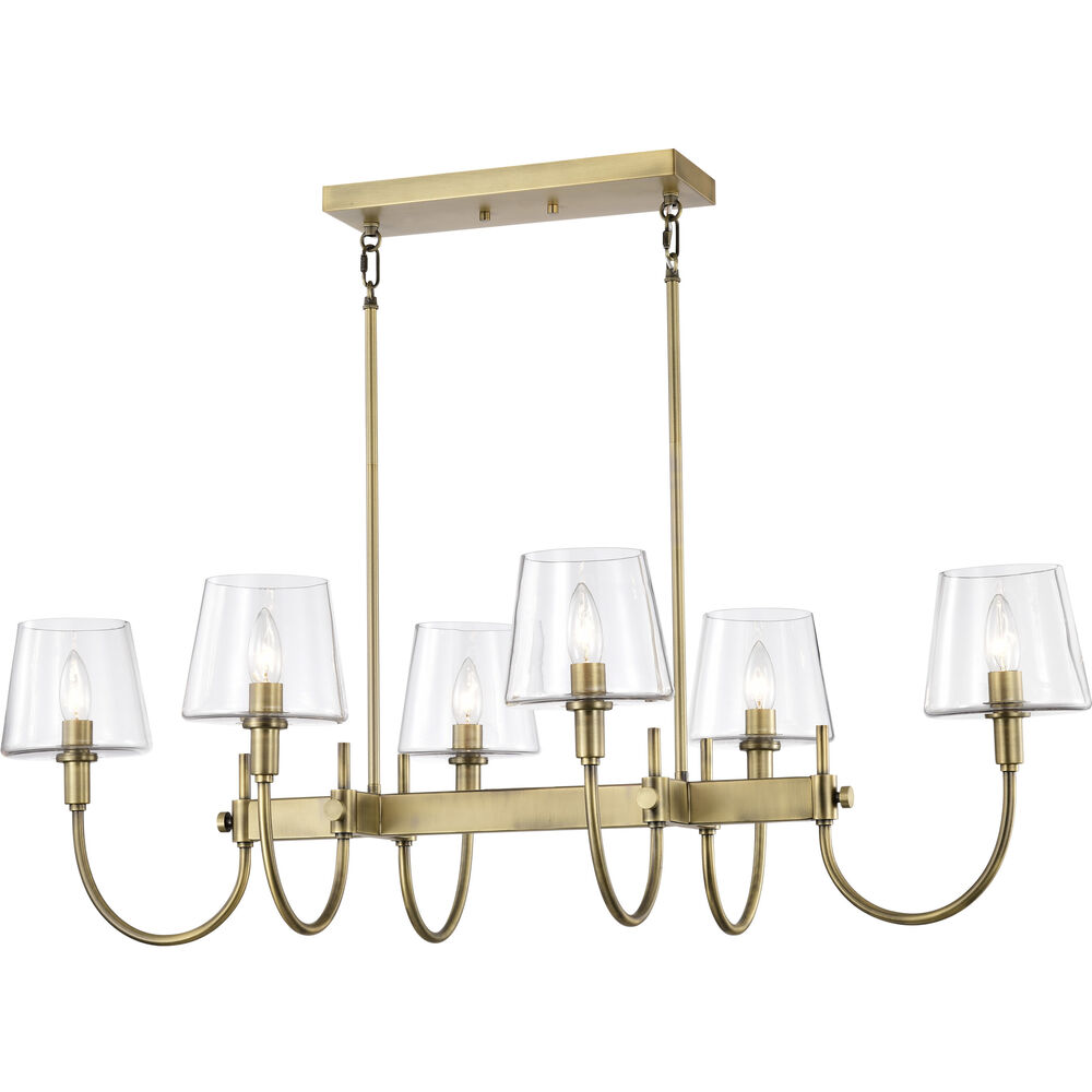 Nuvo Lighting Brookside 6 Light 25 Inch Vintage Brass Island Pendant Ceiling Light