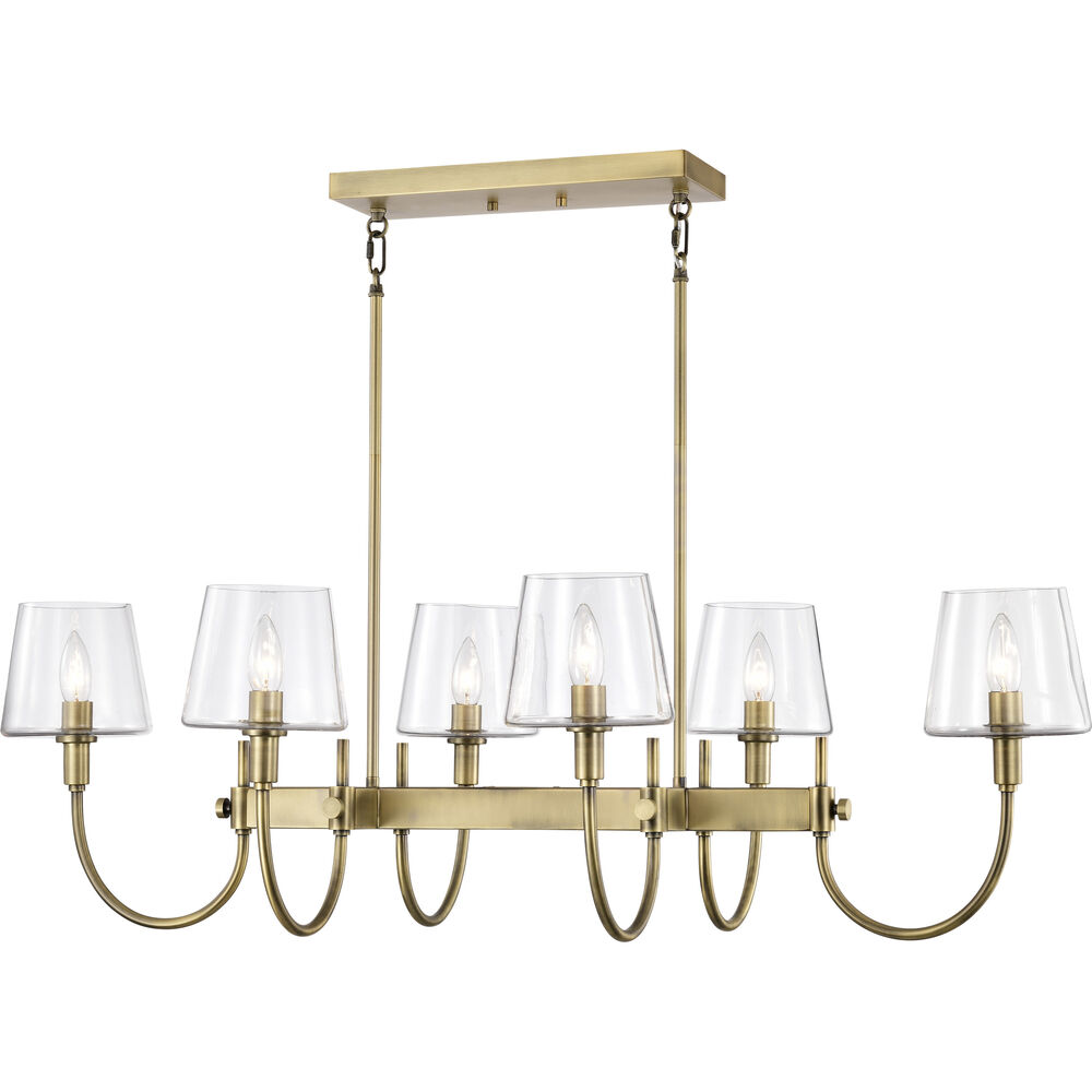 Nuvo Lighting Brookside 6 Light 25 Inch Vintage Brass Island Pendant Ceiling Light