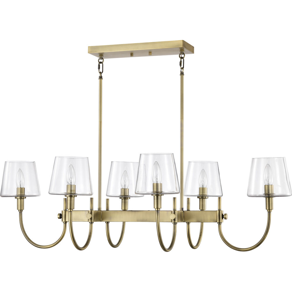 Nuvo Lighting Brookside 6 Light 25 Inch Vintage Brass Island Pendant Ceiling Light