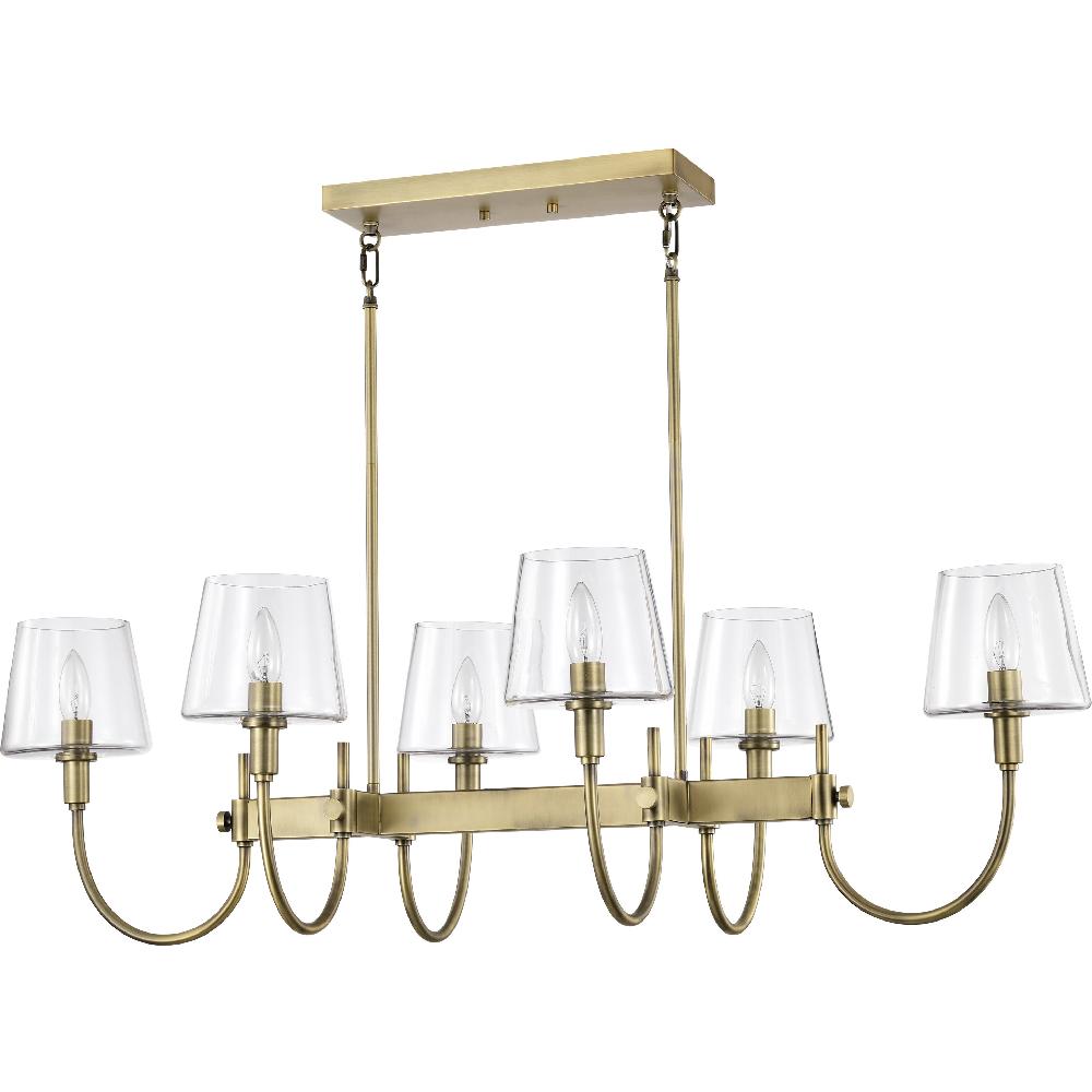 nuvo lighting Brookside 6 Light 25 inch Vintage Brass Island Pendant Ceiling Light