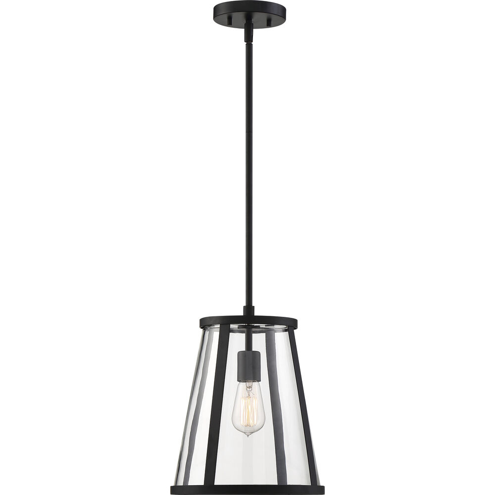 Nuvo Lighting Bruge 1 Light 11 Inch Matte Black And Clear Pendant Ceiling Light