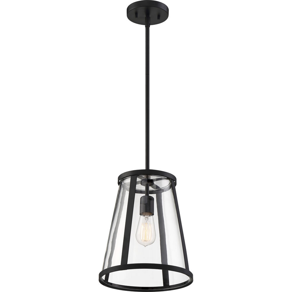 Nuvo Lighting Bruge 1 Light 11 Inch Matte Black And Clear Pendant Ceiling Light
