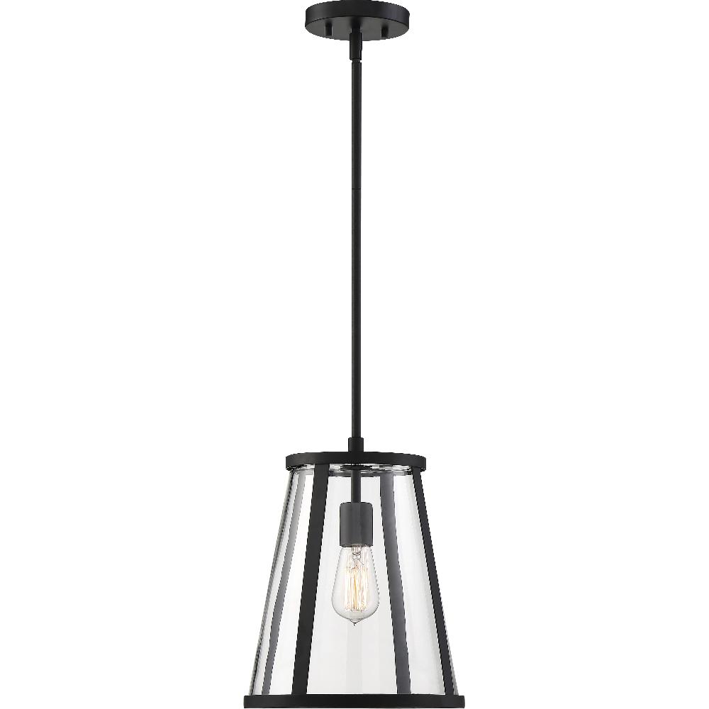 nuvo lighting Bruge 1 Light 11 inch Matte Black and Clear Pendant Ceiling Light