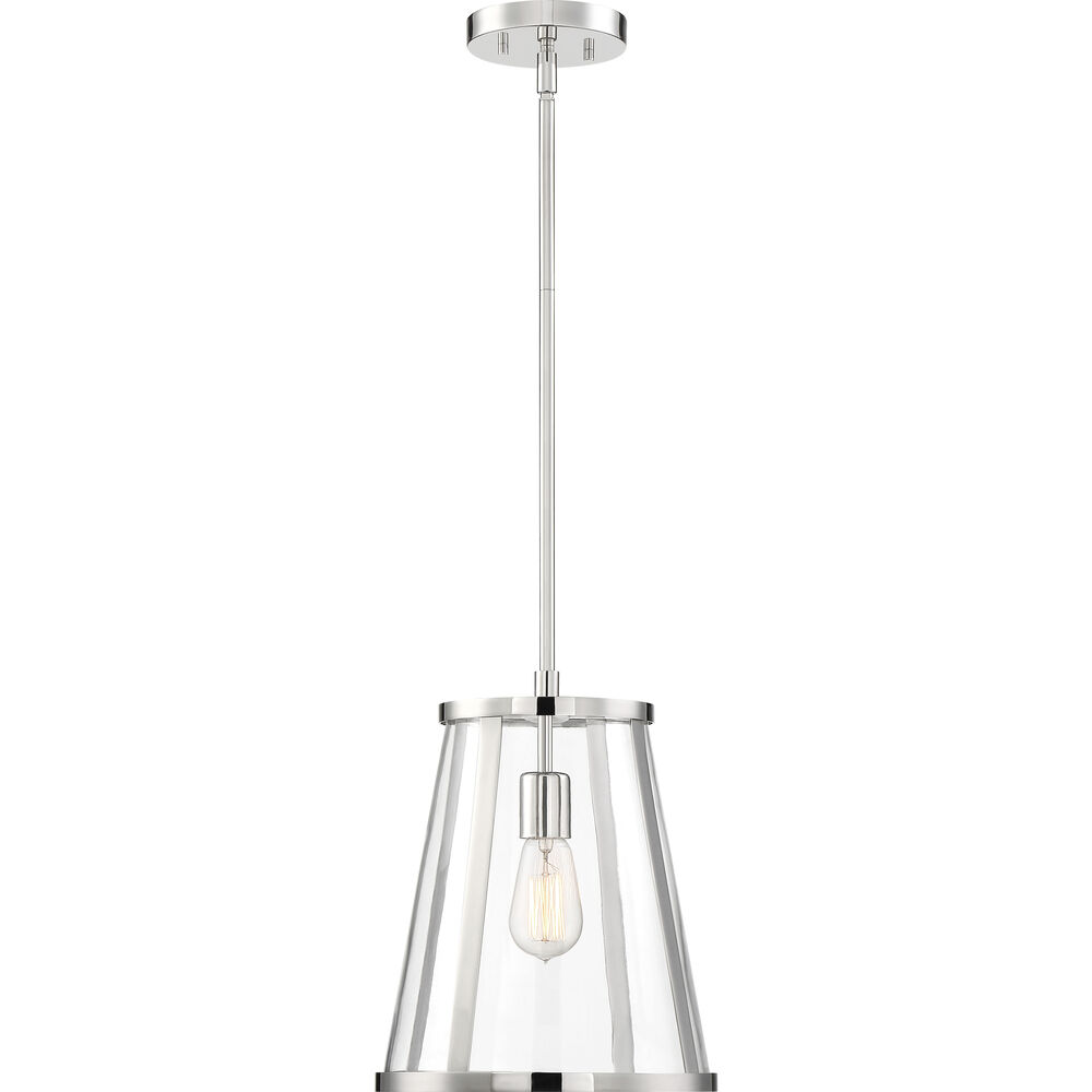 Nuvo Lighting Bruge 1 Light 11 Inch Polished Nickel And Clear Pendant Ceiling Light