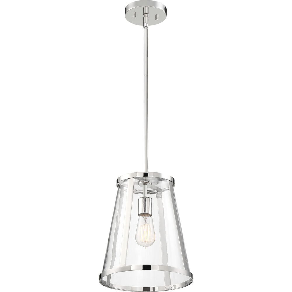 Nuvo Lighting Bruge 1 Light 11 Inch Polished Nickel And Clear Pendant Ceiling Light