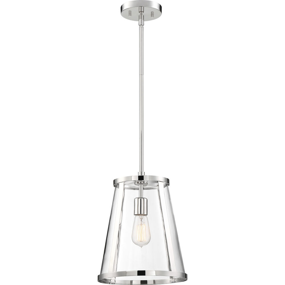 Nuvo Lighting Bruge 1 Light 11 Inch Polished Nickel And Clear Pendant Ceiling Light