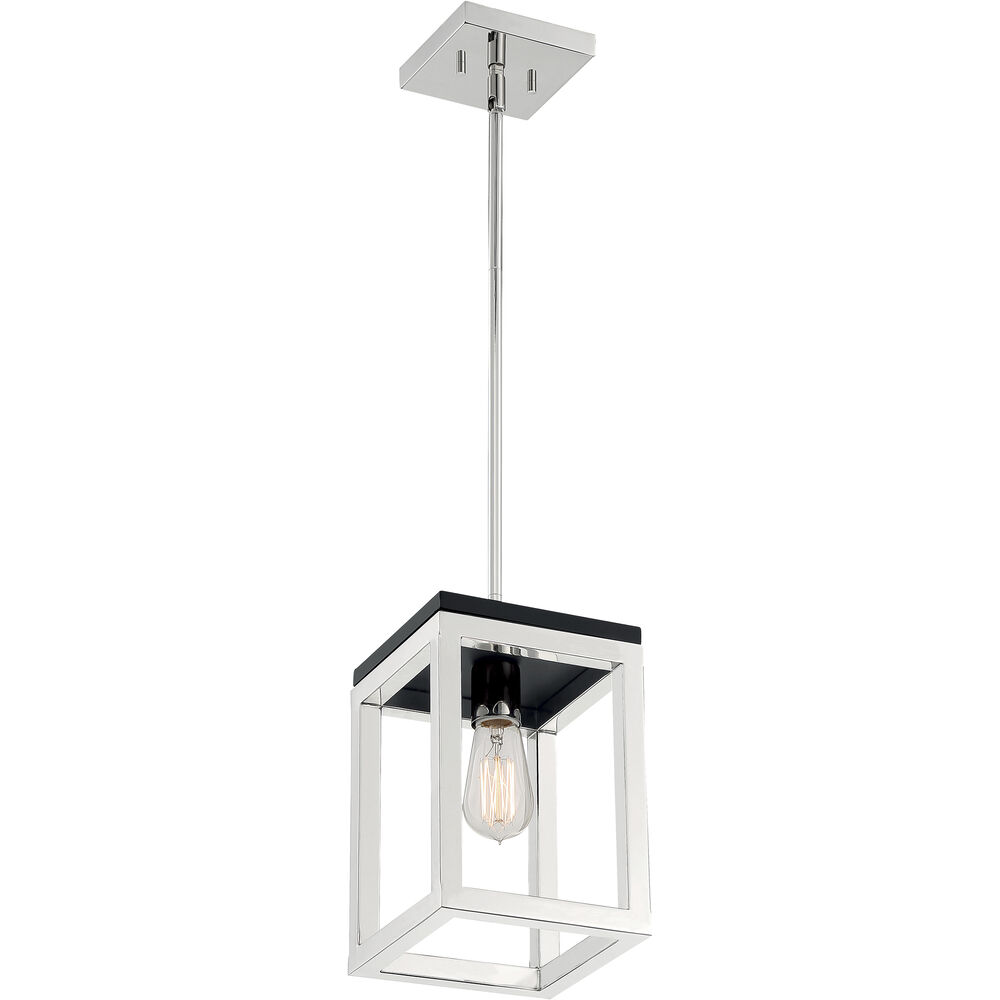 Nuvo Lighting Cakewalk 1 Light 7.13 Inch Polished Nickel And Black Accents Pendant Ceiling Light