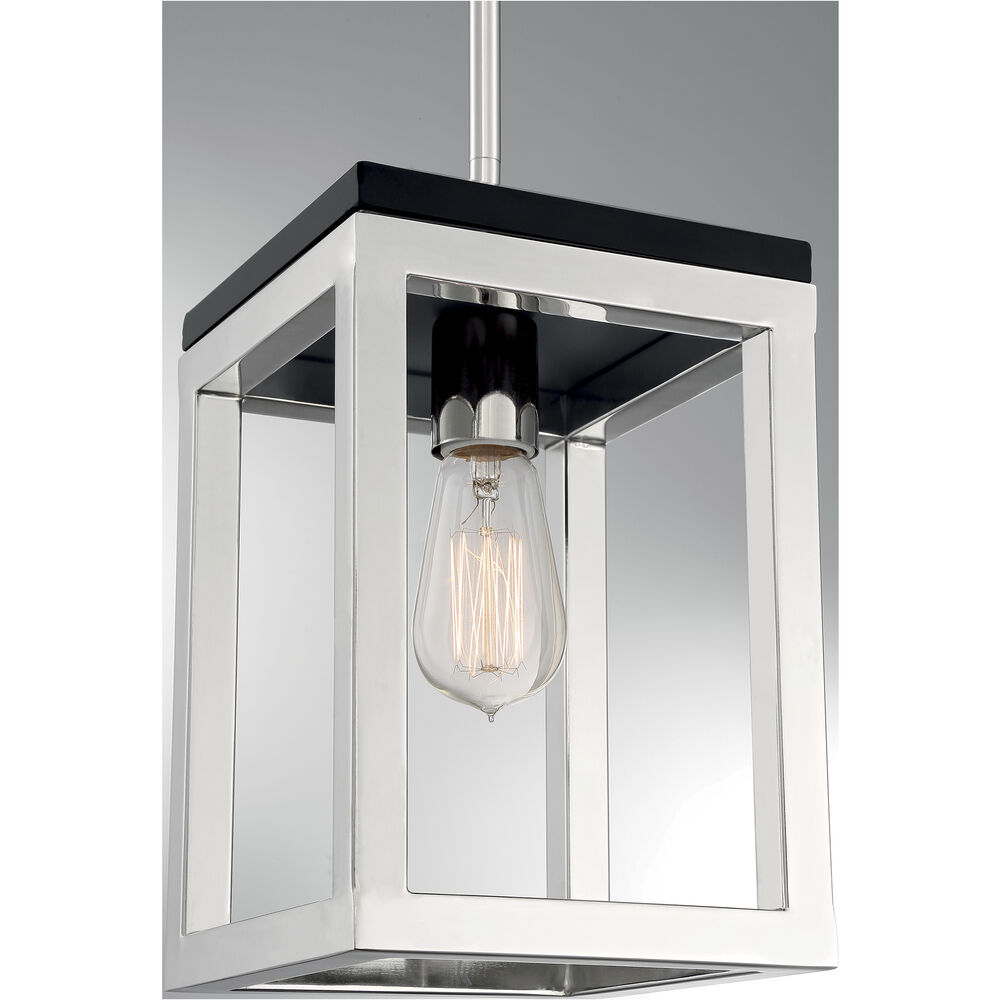 Nuvo Lighting Cakewalk 1 Light 7.13 Inch Polished Nickel And Black Accents Pendant Ceiling Light