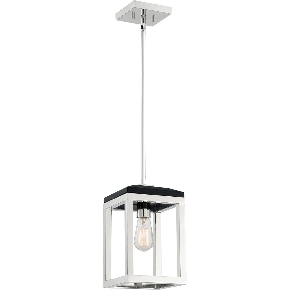 Nuvo Lighting Cakewalk 1 Light 7.13 Inch Polished Nickel And Black Accents Pendant Ceiling Light