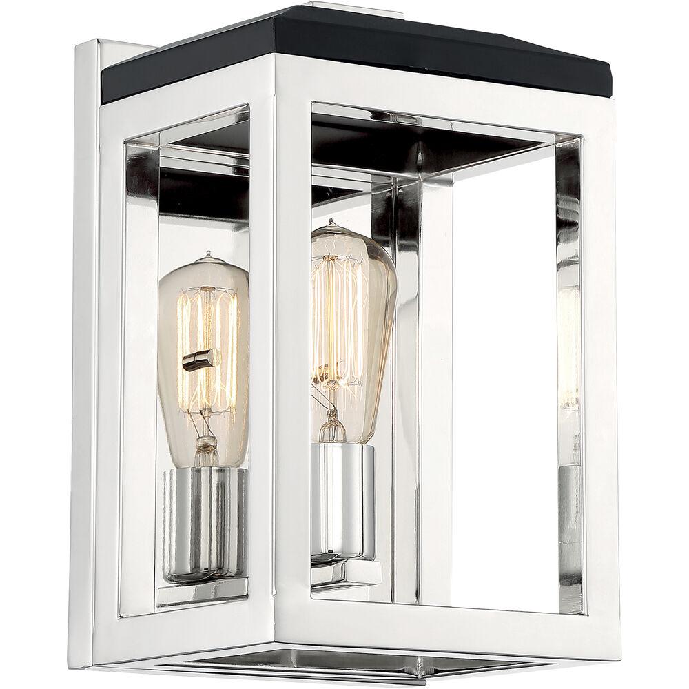 Nuvo Lighting Cakewalk 1 Light 7.13 Inch Polished Nickel And Black Accents Vanity Light Wall Light