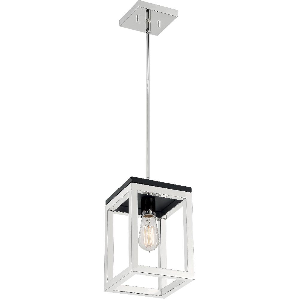 nuvo lighting Cakewalk 1 Light 7.13 inch Polished Nickel and Black Accents Pendant Ceiling Light