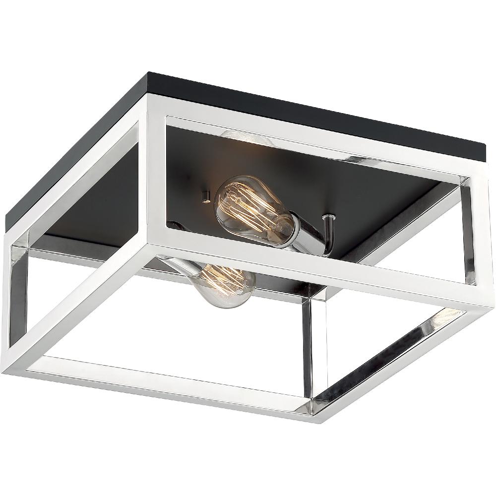 nuvo lighting Cakewalk 2 Light 14 inch Polished Nickel Flush Mount Fixture Ceiling Light