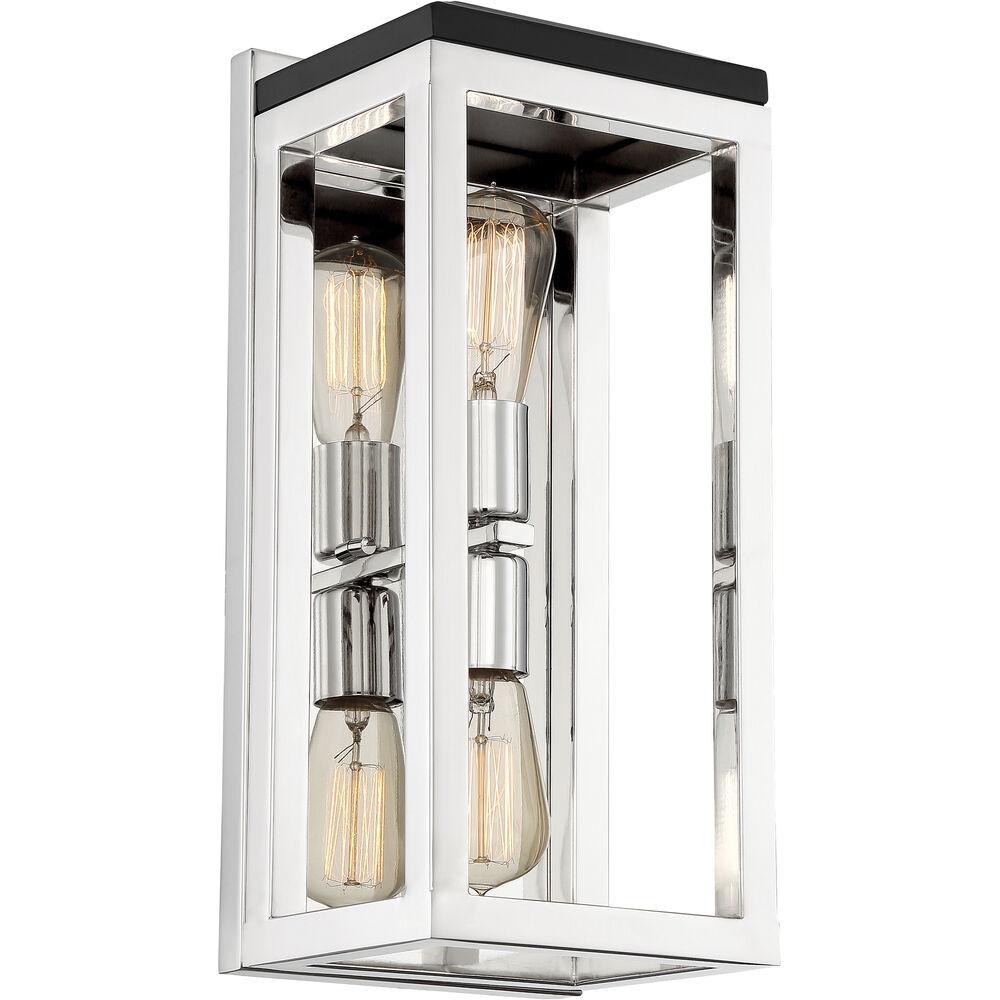 Nuvo Lighting Cakewalk 2 Light 7.13 Inch Polished Nickel And Black Accents Vanity Light Wall Light