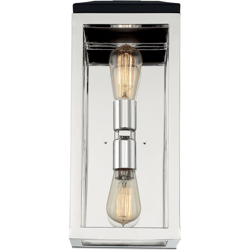 Nuvo Lighting Cakewalk 2 Light 7.13 Inch Polished Nickel And Black Accents Vanity Light Wall Light