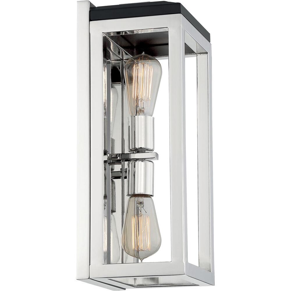 Nuvo Lighting Cakewalk 2 Light 7.13 Inch Polished Nickel And Black Accents Vanity Light Wall Light