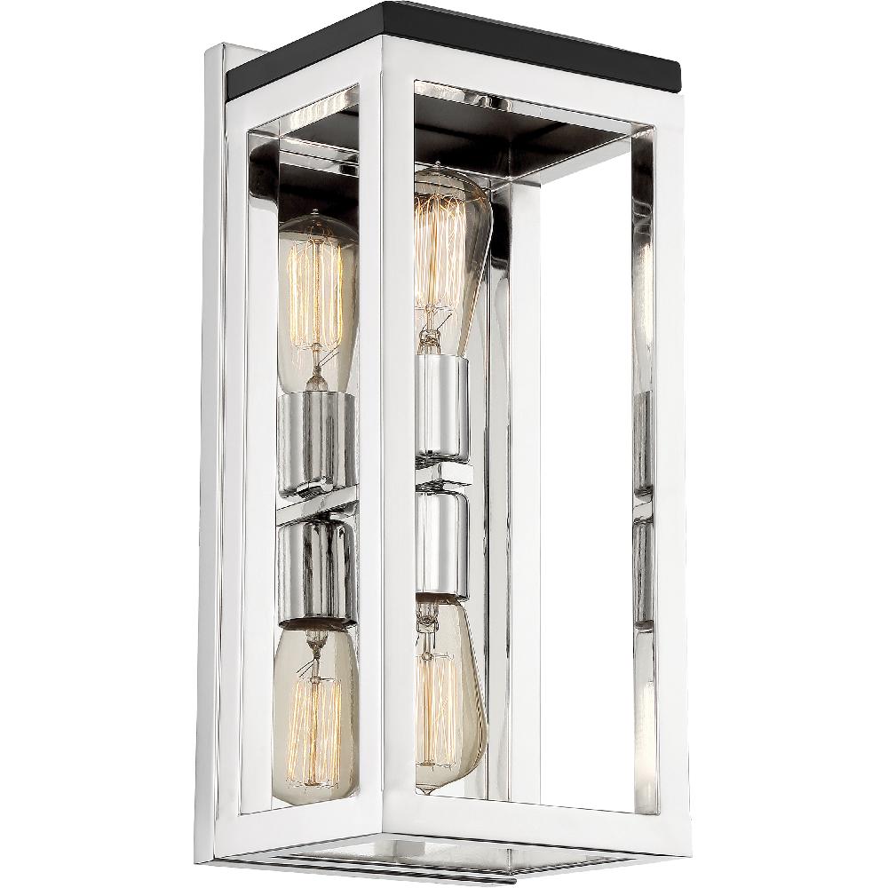 nuvo lighting Cakewalk 2 Light 7.13 inch Polished Nickel and Black Accents Vanity Light Wall Light