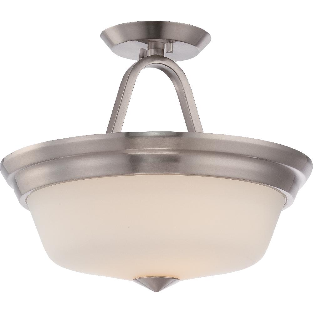 nuvo lighting Calvin LED 13 inch Brushed Nickel and Satin White Semi Flush Mount Ceiling Light