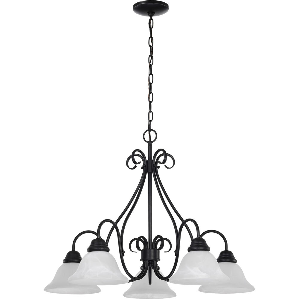 Nuvo Lighting Castillo 5 Light 28 Inch Textured Black Chandelier Ceiling Light