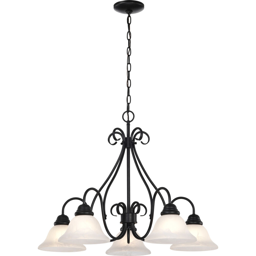 Nuvo Lighting Castillo 5 Light 28 Inch Textured Black Chandelier Ceiling Light