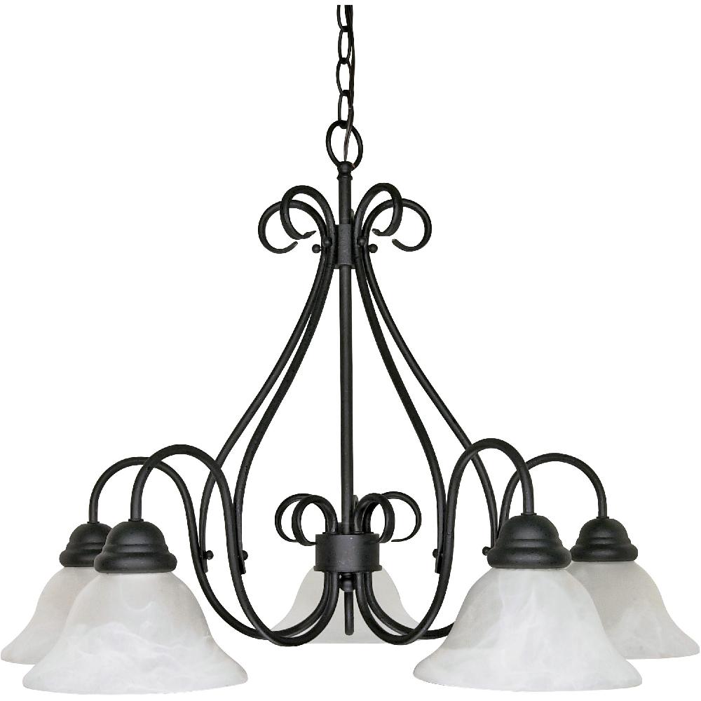 nuvo lighting Castillo 5 Light 28 inch Textured Black Chandelier Ceiling Light