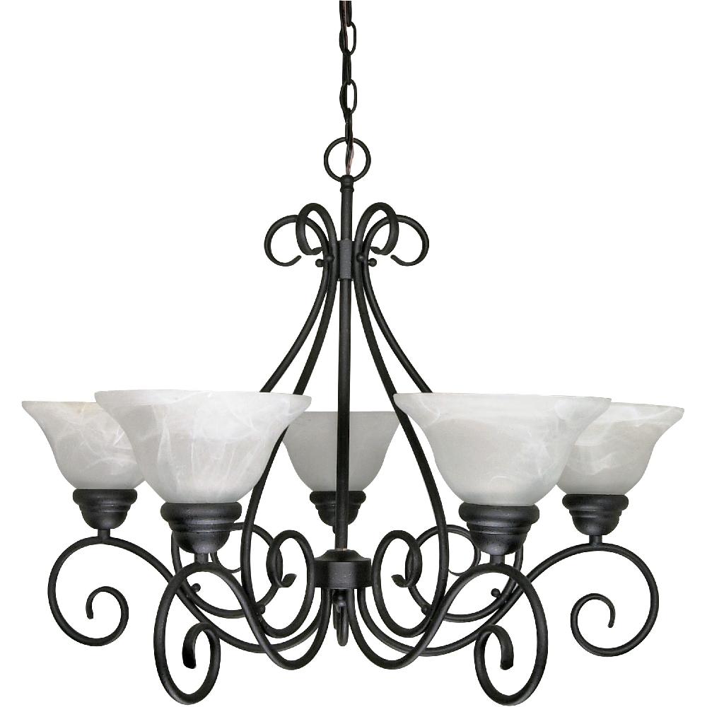 nuvo lighting Castillo 5 Light 28 inch Textured Black Chandelier Ceiling Light