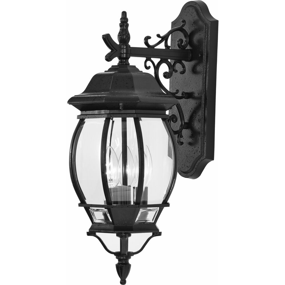 Nuvo Lighting Central Park 3 Light 23 Inch Textured Black Outdoor Wall Lantern