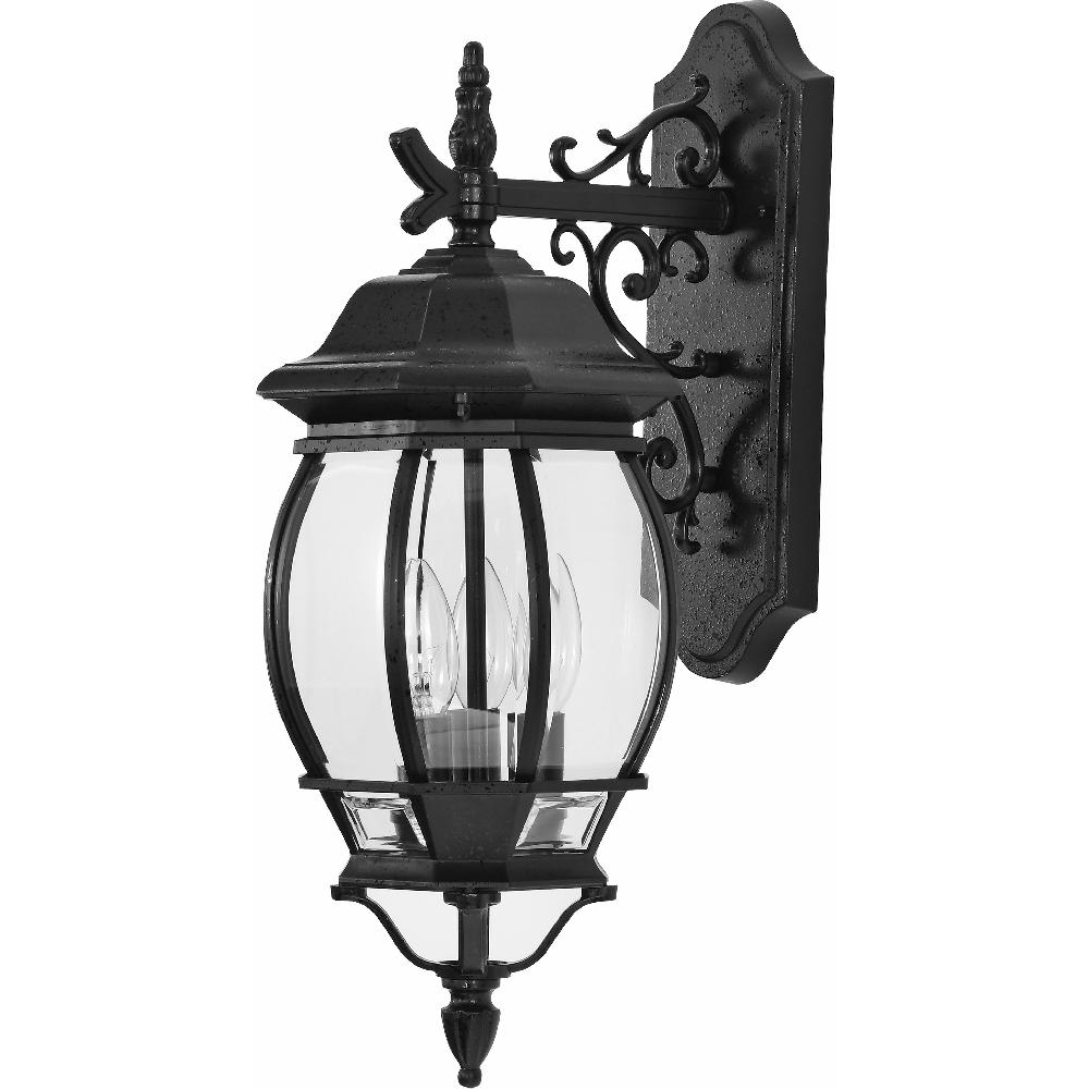 nuvo lighting Central Park 3 Light 23 inch Textured Black Outdoor Wall Lantern