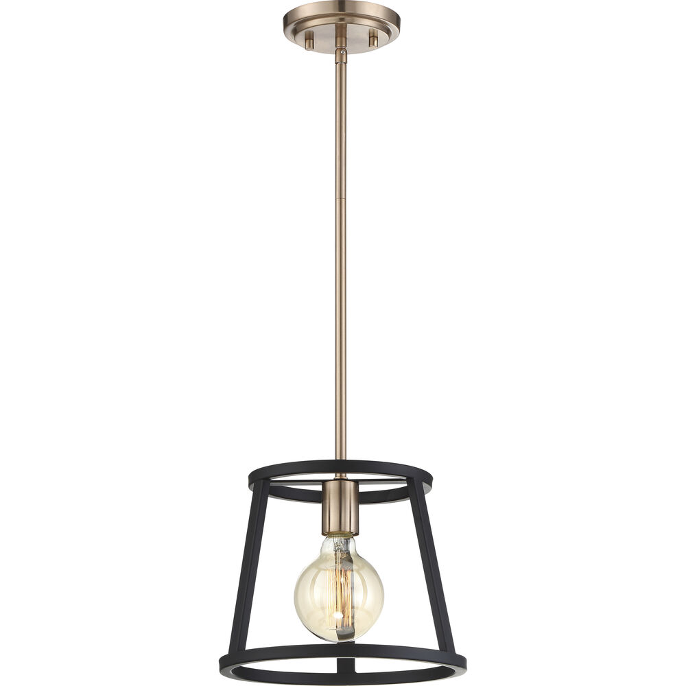 Nuvo Lighting Chassis 1 Light 10 Inch Copper Brushed Brass And Matte Black Mini Pendant Ceiling Light