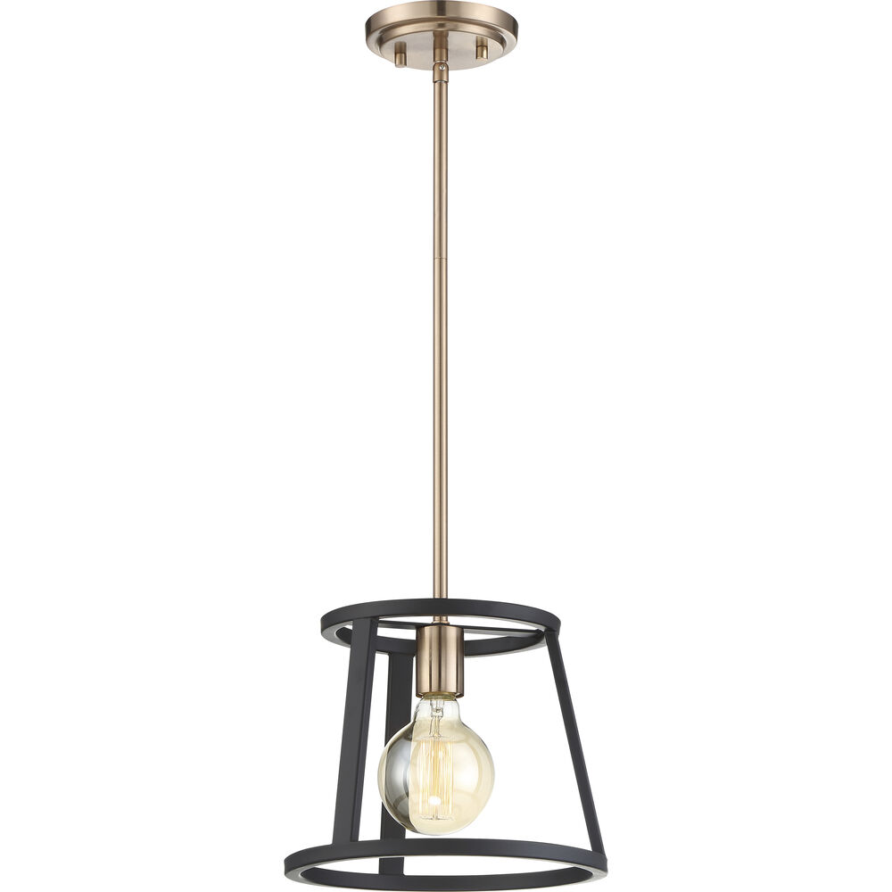 Nuvo Lighting Chassis 1 Light 10 Inch Copper Brushed Brass And Matte Black Mini Pendant Ceiling Light