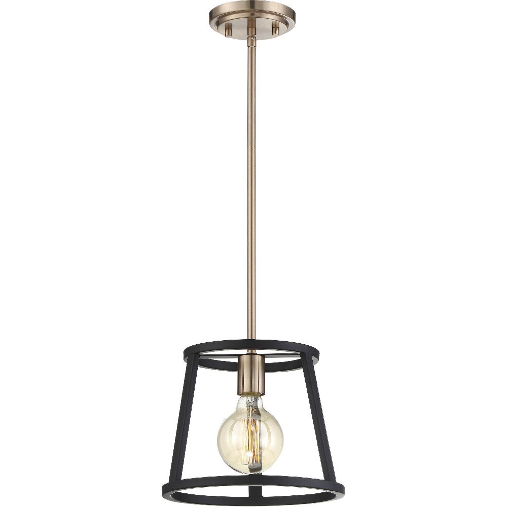 nuvo lighting Chassis 1 Light 10 inch Copper Brushed Brass and Matte Black Mini Pendant Ceiling Light