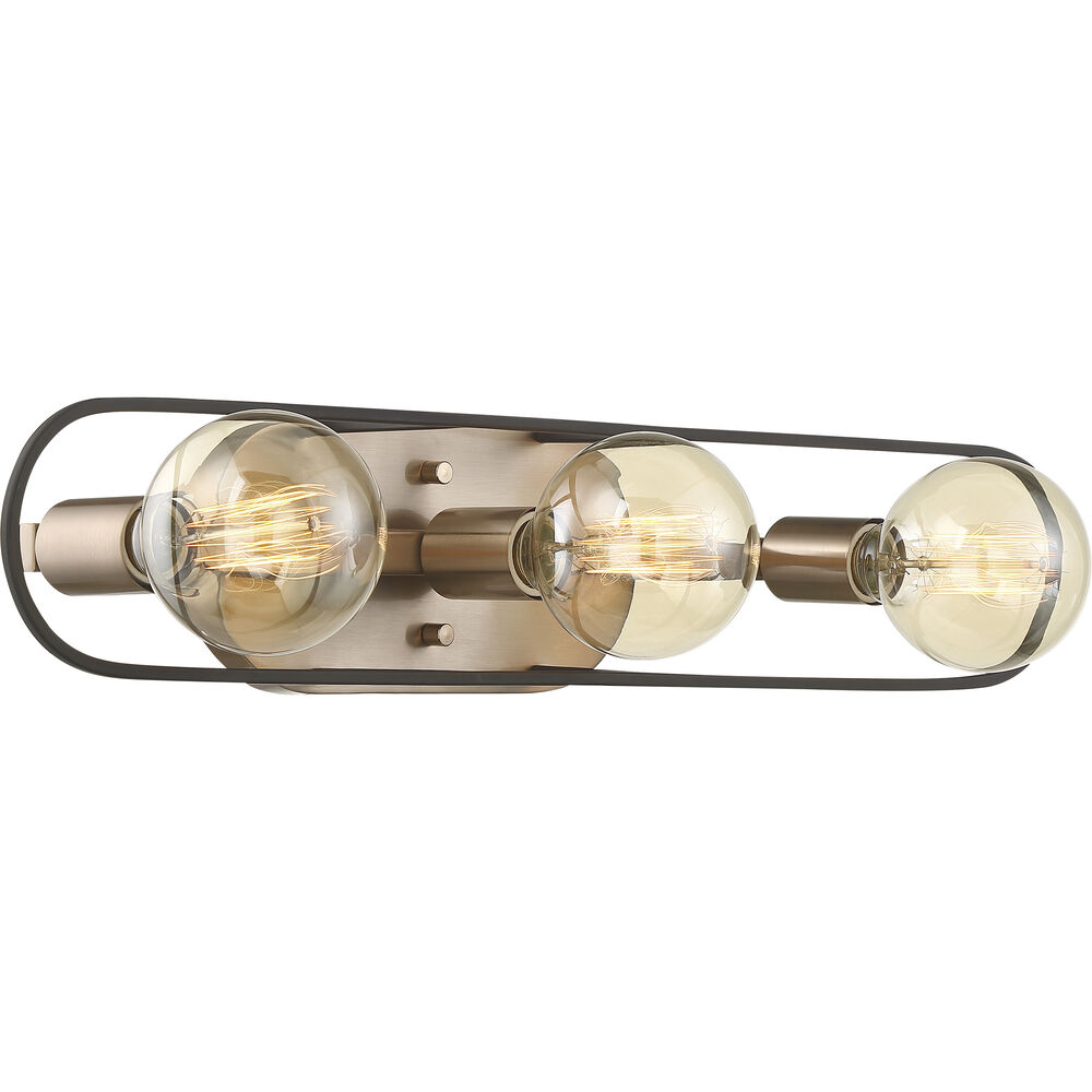 Nuvo Lighting Chassis 3 Light 24 Inch Copper Brushed Brass And Matte Black Vanity Light Wall Light