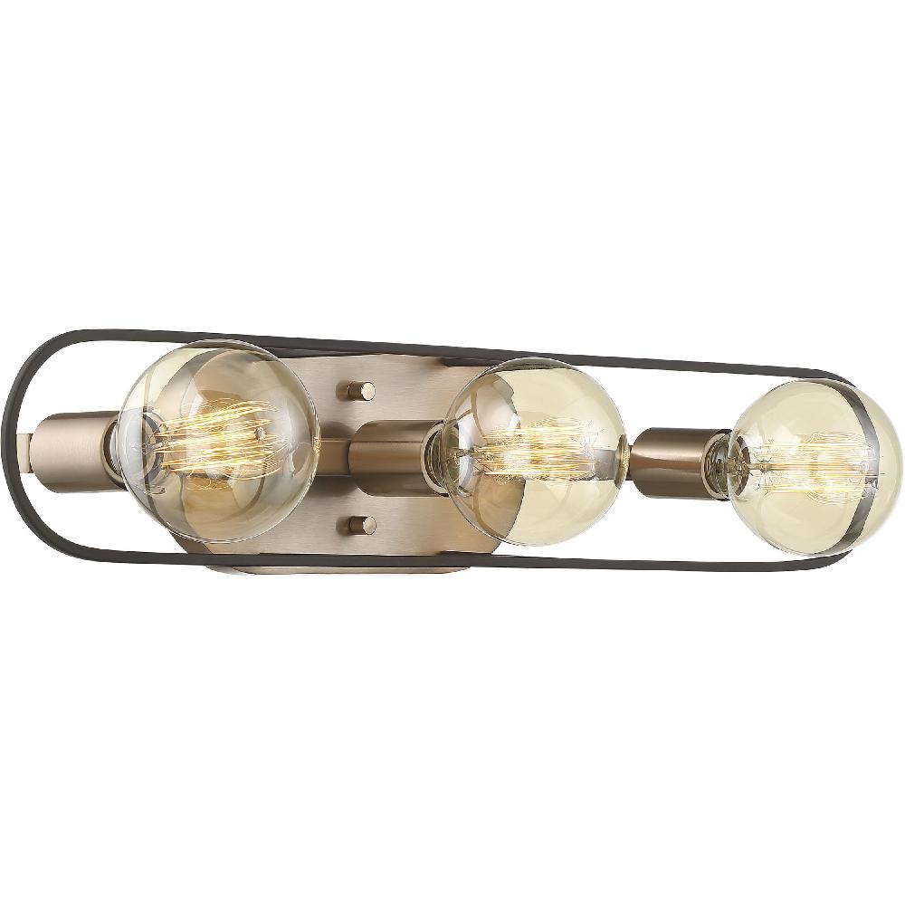 nuvo lighting Chassis 3 Light 24 inch Copper Brushed Brass and Matte Black Vanity Light Wall Light