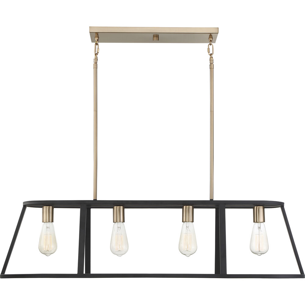 Nuvo Lighting Chassis 4 Light 40 Inch Copper Brushed Brass And Matte Black Island Pendant Ceiling Light