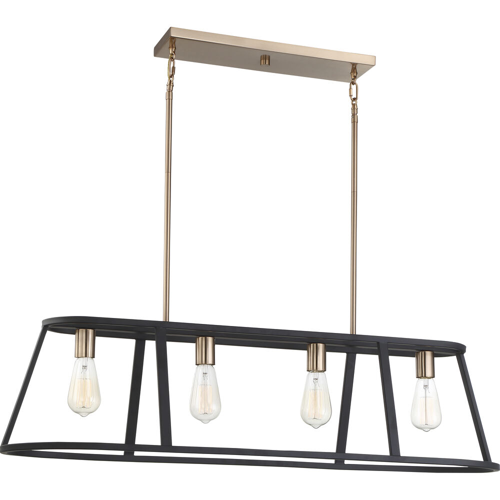 Nuvo Lighting Chassis 4 Light 40 Inch Copper Brushed Brass And Matte Black Island Pendant Ceiling Light