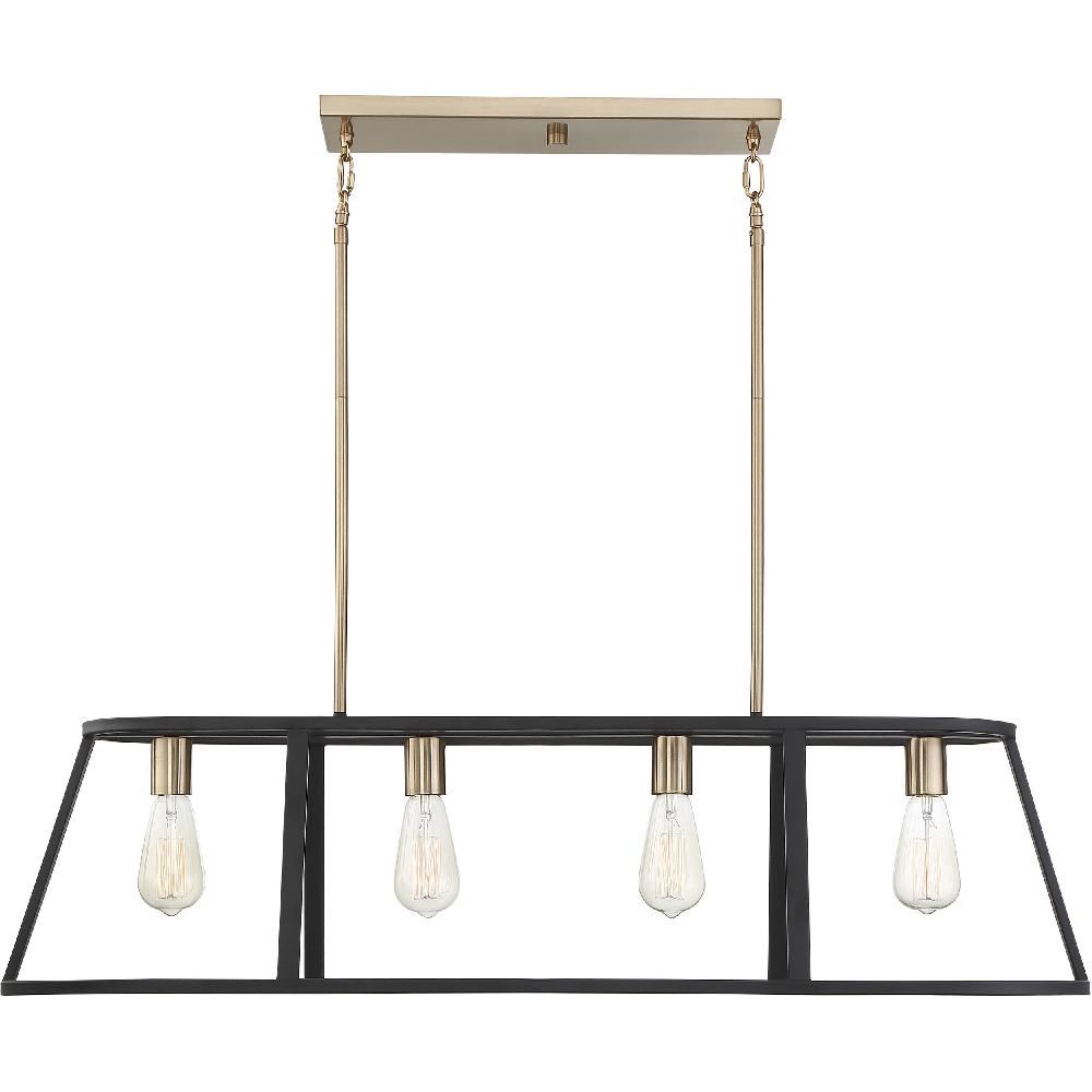 nuvo lighting Chassis 4 Light 40 inch Copper Brushed Brass and Matte Black Island Pendant Ceiling Light