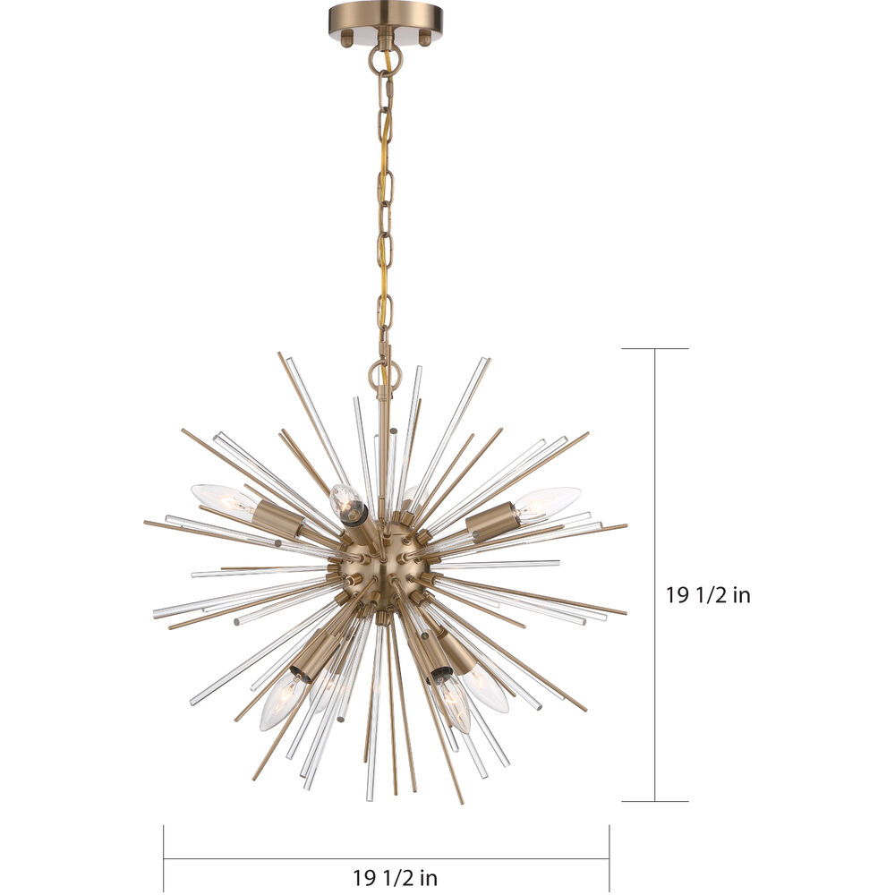 Nuvo Lighting Cirrus 8 Light 20 Inch Vintage Brass Chandelier Ceiling Light
