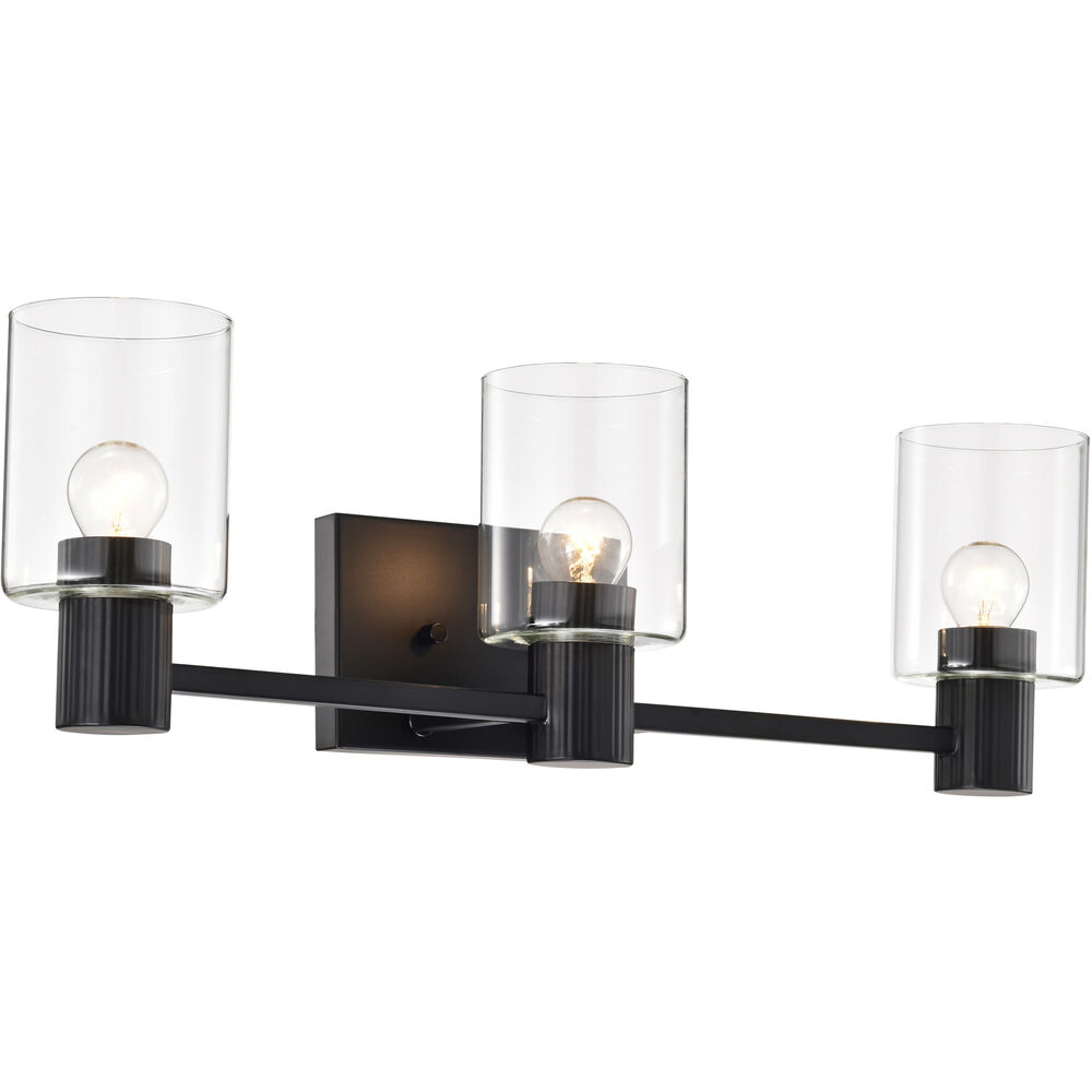 Nuvo Lighting Clarksville 3 Light 24 Inch Matte Black Vanity Light Wall Light