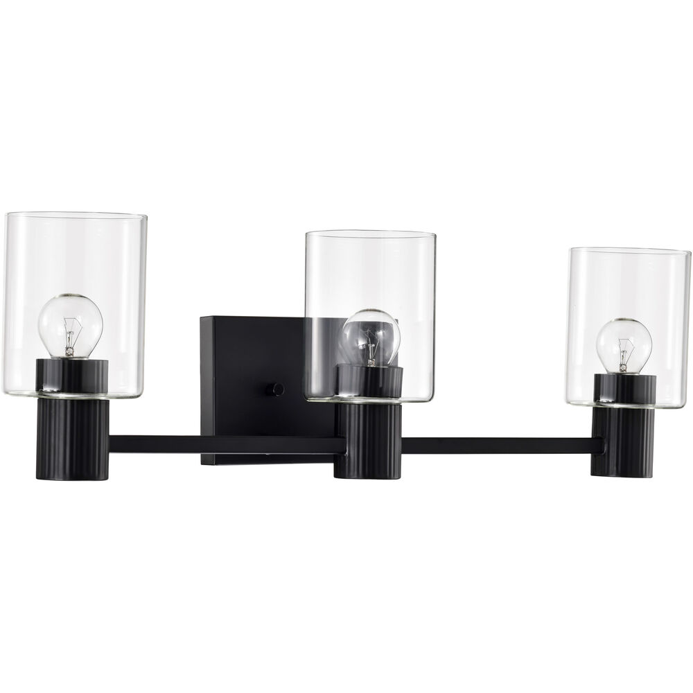 Nuvo Lighting Clarksville 3 Light 24 Inch Matte Black Vanity Light Wall Light
