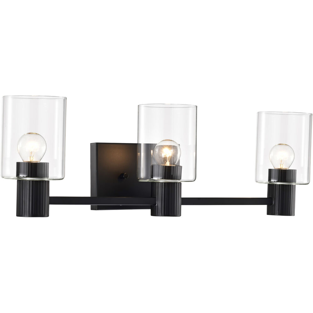 Nuvo Lighting Clarksville 3 Light 24 Inch Matte Black Vanity Light Wall Light