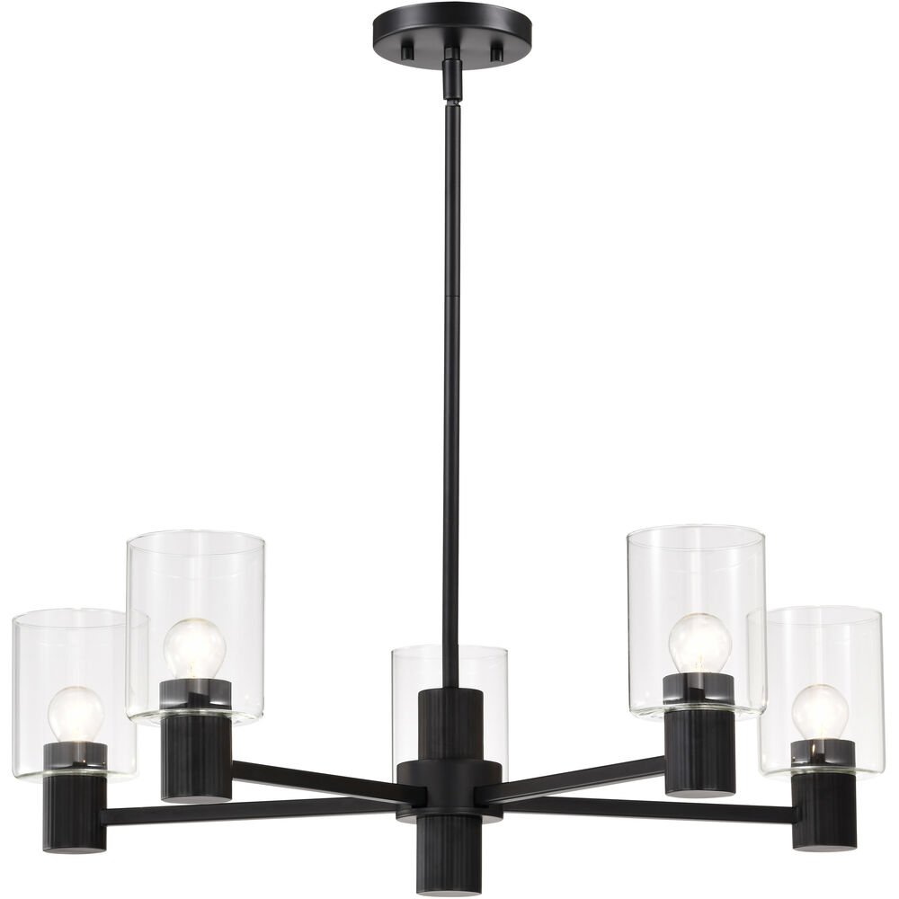 Nuvo Lighting Clarksville 5 Light 28 Inch Matte Black Chandelier Ceiling Light