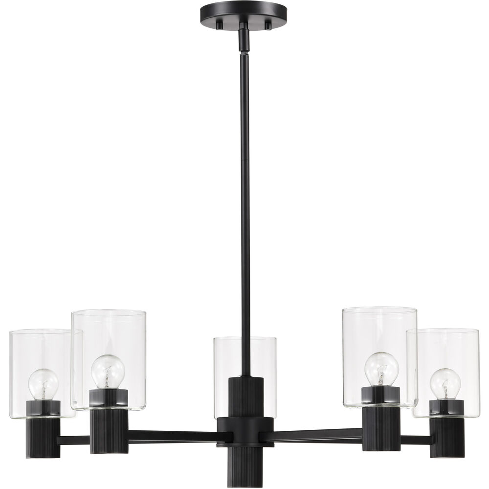 Nuvo Lighting Clarksville 5 Light 28 Inch Matte Black Chandelier Ceiling Light
